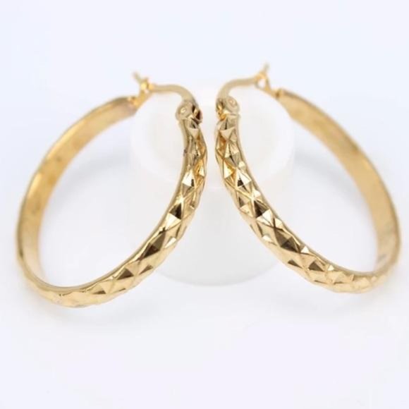 NEW 18K Yellow Gold Hoop Earrings - Picture 3 of 6
